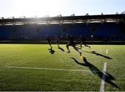 22 November 2021; Adam Byrne and team-mates warm-up during a Leinster Rugby squad training at Energia Park in Dublin. Photo by Harry Murphy/Sportsfile