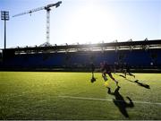 22 November 2021; Adam Byrne and team-mates warm-up during a Leinster Rugby squad training at Energia Park in Dublin. Photo by Harry Murphy/Sportsfile