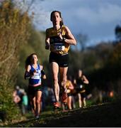 21 November 2021; Dymphna Ryan of Dundrum AC, Dublin, competing in the Senior Women's event during the Irish Life Health National Cross Country Championships at Santry Demense in Dublin. Photo by Ramsey Cardy/Sportsfile