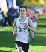 21 November 2021; Declan O'Connell of Craughwell AC, Galway, competing in the Boys U14 event during the Irish Life Health National Cross Country Championships at Santry Demense in Dublin. Photo by Ramsey Cardy/Sportsfile