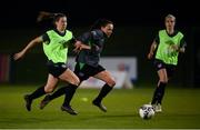 22 November 2021; Áine O'Gorman in action against Emily Whelan, left, during a Republic of Ireland Women training session at the FAI National Training Centre in Abbotstown, Dublin. Photo by Stephen McCarthy/Sportsfile