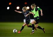 22 November 2021; Denise O'Sullivan, left, and Diane Caldwell during a Republic of Ireland Women training session at the FAI National Training Centre in Abbotstown, Dublin. Photo by Stephen McCarthy/Sportsfile