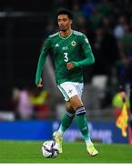 15 November 2021; Jamal Lewis of Northern Ireland during the FIFA World Cup 2022 Qualifier match between Northern Ireland and Italy at the National Football Stadium at Windsor Park in Belfast. Photo by Ramsey Cardy/Sportsfile
