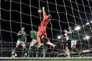 15 November 2021; Northern Ireland goalkeeper Bailey Peacock­Farrell makes a save during the FIFA World Cup 2022 Qualifier match between Northern Ireland and Italy at the National Football Stadium at Windsor Park in Belfast. Photo by Ramsey Cardy/Sportsfile