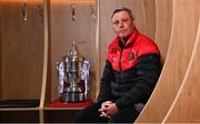 23 November 2021; Bohemians manager Keith Long sits for a portrait during the Bohemians FAI Cup Final Media Day at DCU Sports Campus in Dublin. Photo by Sam Barnes/Sportsfile