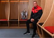 23 November 2021; Bohemians manager Keith Long sits for a portrait during the Bohemians FAI Cup Final Media Day at DCU Sports Campus in Dublin. Photo by Sam Barnes/Sportsfile