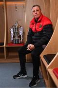 23 November 2021; Bohemians manager Keith Long sits for a portrait during the Bohemians FAI Cup Final Media Day at DCU Sports Campus in Dublin. Photo by Sam Barnes/Sportsfile