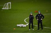 23 November 2021; Manager Vera Pauw and assistant manager Tom Elms during a Republic of Ireland training session at the FAI National Training Centre in Abbotstown, Dublin. Photo by Stephen McCarthy/Sportsfile