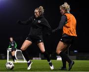 23 November 2021; Megan Connolly, left, and Saoirse Noonan during a Republic of Ireland training session at the FAI National Training Centre in Abbotstown, Dublin. Photo by Stephen McCarthy/Sportsfile