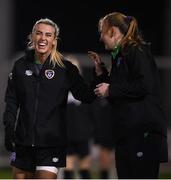 23 November 2021; Savannah McCarthy, left, and Goalkeeper Courtney Brosnan during a Republic of Ireland training session at the FAI National Training Centre in Abbotstown, Dublin. Photo by Stephen McCarthy/Sportsfile