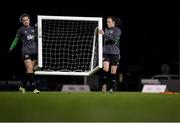 23 November 2021; Heather Payne and Áine O'Gorman during a Republic of Ireland training session at the FAI National Training Centre in Abbotstown, Dublin. Photo by Stephen McCarthy/Sportsfile