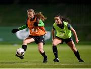 23 November 2021; Kyra Carusa and Niamh Farrelly during a Republic of Ireland training session at the FAI National Training Centre in Abbotstown, Dublin. Photo by Stephen McCarthy/Sportsfile