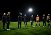 23 November 2021; Manager Vera Pauw speaks to her players during a Republic of Ireland training session at the FAI National Training Centre in Abbotstown, Dublin. Photo by Stephen McCarthy/Sportsfile