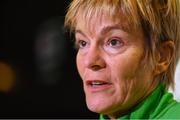 24 November 2021; Manager Vera Pauw during a Republic of Ireland Women press conference at FAI Headquarters in Abbotstown, Dublin. Photo by Stephen McCarthy/Sportsfile