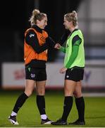 24 November 2021; Megan Connolly, left, with Saoirse Noonan during a Republic of Ireland Women training session FAI National Training Centre in Abbotstown, Dublin. Photo by Stephen McCarthy/Sportsfile