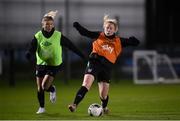 24 November 2021; Amber Barrett, right, with Éabha O'Mahony during a Republic of Ireland Women training session FAI National Training Centre in Abbotstown, Dublin. Photo by Stephen McCarthy/Sportsfile