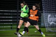 24 November 2021; Lucy Quinn, right, and Jessica Ziu during a Republic of Ireland Women training session FAI National Training Centre in Abbotstown, Dublin. Photo by Stephen McCarthy/Sportsfile