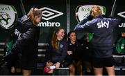 24 November 2021; Aoibheann Clancy with Jessica Ziu and team-mates during a Republic of Ireland Women training session FAI National Training Centre in Abbotstown, Dublin. Photo by Stephen McCarthy/Sportsfile