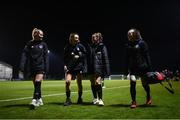 24 November 2021; Players, from left, Jessie Stapleton, Jessica Ziu, Emily Whelan and Ciara Grant after a Republic of Ireland Women training session FAI National Training Centre in Abbotstown, Dublin. Photo by Stephen McCarthy/Sportsfile