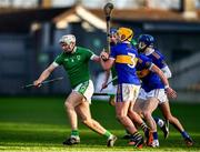 21 November 2021; Kevin Brady of Coolderry and Par Camon of St Rynagh's during the Offaly County Senior Club Hurling Championship Final match between Coolderry and St Rynagh's at Bord na Mona O'Connor Park in Tullamore, Offaly. Photo by Ben McShane/Sportsfile