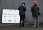 25 November 2021; Racegoers inspect the non-runners board before racing at Thurles Racecourse in Tipperary. Photo by Seb Daly/Sportsfile