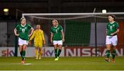 25 November 2021; Republic of Ireland players, from left, Denise O'Sullivan, Savannah McCarthy and Katie McCabe, after their side conceded a first goal, scored by Slovakia's Martina Šurnovská, during the FIFA Women's World Cup 2023 qualifying group A match between Republic of Ireland and Slovakia at Tallaght Stadium in Dublin. Photo by Eóin Noonan/Sportsfile