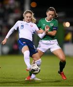 25 November 2021; Ludmila Matavková of Slovakia in action against Katie McCabe of Republic of Ireland during the FIFA Women's World Cup 2023 qualifying group A match between Republic of Ireland and Slovakia at Tallaght Stadium in Dublin. Photo by Stephen McCarthy/Sportsfile