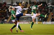 25 November 2021; Patrícia Hmírová of Slovakia in action against Denise O'Sullivan, left, and Lucy Quinn of Republic of Ireland during the FIFA Women's World Cup 2023 qualifying group A match between Republic of Ireland and Slovakia at Tallaght Stadium in Dublin. Photo by Stephen McCarthy/Sportsfile