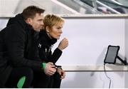 25 November 2021; Republic of Ireland manager Vera Pauw, right, and assistant manager Tom Elms during the FIFA Women's World Cup 2023 qualifying group A match between Republic of Ireland and Slovakia at Tallaght Stadium in Dublin. Photo by Stephen McCarthy/Sportsfile