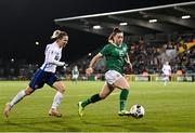 25 November 2021; Lucy Quinn of Republic of Ireland in action against Patrícia Fischerová of Slovakia during the FIFA Women's World Cup 2023 qualifying group A match between Republic of Ireland and Slovakia at Tallaght Stadium in Dublin. Photo by Stephen McCarthy/Sportsfile