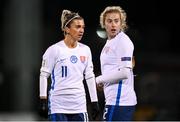 25 November 2021; Patrícia Hmírová, left, and Laura Žemberyová of Slovakia during the FIFA Women's World Cup 2023 qualifying group A match between Republic of Ireland and Slovakia at Tallaght Stadium in Dublin. Photo by Stephen McCarthy/Sportsfile