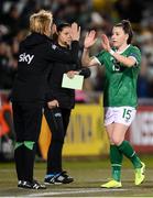 25 November 2021; Lucy Quinn and Republic of Ireland manager Vera Pauw during the FIFA Women's World Cup 2023 qualifying group A match between Republic of Ireland and Slovakia at Tallaght Stadium in Dublin. Photo by Stephen McCarthy/Sportsfile