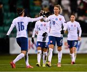 25 November 2021; Jana Vojteková of Slovakia with tea-mate Diana Bartovicová after the FIFA Women's World Cup 2023 qualifying group A match between Republic of Ireland and Slovakia at Tallaght Stadium in Dublin. Photo by Eóin Noonan/Sportsfile