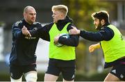 26 November 2021; Rhys Ruddock, left, Tommy O'Brien, centre, and Vakh Abdaladze during the Leinster Rugby captain's run at the RDS Arena in Dublin. Photo by Harry Murphy/Sportsfile