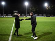 26 November 2021; Waterford coach Ian Hendon, right, and Jamie Moore before the SSE Airtricity League Promotion / Relegation Play-off Final between UCD and Waterford at Richmond Park in Dublin. Photo by Stephen McCarthy/Sportsfile