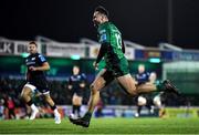 26 November 2021; Shayne Bolton of Connacht on the way to scoring his side's second try during the United Rugby Championship match between Connacht and Ospreys at The Sportsground in Galway. Photo by Piaras Ó Mídheach/Sportsfile