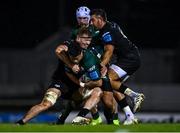 26 November 2021; Dave Heffernan of Connacht is tackled by Sam Cross of Ospreys during the United Rugby Championship match between Connacht and Ospreys at The Sportsground in Galway. Photo by Piaras Ó Mídheach/Sportsfile