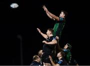 26 November 2021; Oisín Dowling of Connacht wins possession from a line-out during the United Rugby Championship match between Connacht and Ospreys at The Sportsground in Galway. Photo by David Fitzgerald/Sportsfile