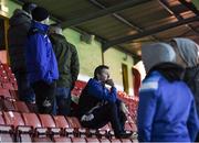 26 November 2021; Waterford supporters sit in the stand after their side's defeat in the SSE Airtricity League Promotion / Relegation Play-off Final between UCD and Waterford at Richmond Park in Dublin. Photo by Stephen McCarthy/Sportsfile