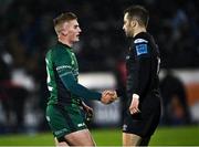26 November 2021; Conor Fitzgerald of Connacht and Stephen Myler of Ospreys shake hands after the United Rugby Championship match between Connacht and Ospreys at The Sportsground in Galway. Photo by Piaras Ó Mídheach/Sportsfile