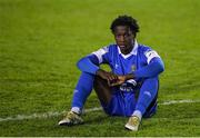 26 November 2021; Junior Quitirna of Waterford dejected after his side's defeat in the SSE Airtricity League Promotion / Relegation Play-off Final between UCD and Waterford at Richmond Park in Dublin. Photo by Stephen McCarthy/Sportsfile