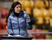 12 November 2021; RTÉ presenter Joanne Cantwell before the UEFA European U21 Championship qualifying group A match between Republic of Ireland and Italy at Tallaght Stadium in Dublin. Photo by Piaras Ó Mídheach/Sportsfile