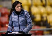 12 November 2021; RTÉ presenter Joanne Cantwell before the UEFA European U21 Championship qualifying group A match between Republic of Ireland and Italy at Tallaght Stadium in Dublin. Photo by Piaras Ó Mídheach/Sportsfile