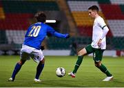 12 November 2021; Conor Noss of Republic of Ireland in action against Emanuel Vignato of Italy during the UEFA European U21 Championship qualifying group A match between Republic of Ireland and Italy at Tallaght Stadium in Dublin. Photo by Piaras Ó Mídheach/Sportsfile