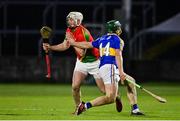 27 November 2021; Liam Ryan of Rapparees in action against Willie Dunphy of Clough-Ballacolla during the AIB Leinster GAA Hurling Senior Club Championship Quarter-Final match between Clough-Ballacolla and Rapparees at MW Hire O'Moore Park in Portlaoise, Laois. Photo by Sam Barnes/Sportsfile