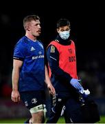 27 November 2021; Dan Leavy of Leinster leaves the pitch for a head injury assessment during the United Rugby Championship match between Leinster and Ulster at RDS Arena in Dublin. Photo by David Fitzgerald/Sportsfile
