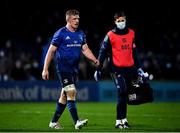 27 November 2021; Dan Leavy of Leinster leaves the pitch for a head injury assessment during the United Rugby Championship match between Leinster and Ulster at RDS Arena in Dublin. Photo by David Fitzgerald/Sportsfile