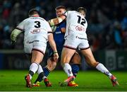 27 November 2021; Tadhg Furlong of Leinster is tackled by Stuart McCloskey of Ulster, 12, during the United Rugby Championship match between Leinster and Ulster at RDS Arena in Dublin.  Photo by Piaras Ó Mídheach/Sportsfile
