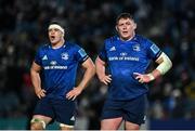 27 November 2021; Tadhg Furlong, right, and Scott Penny of Leinster during the United Rugby Championship match between Leinster and Ulster at the RDS Arena in Dublin. Photo by Harry Murphy/Sportsfile