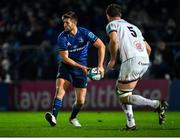 27 November 2021; Ross Byrne of Leinster in action against Sam Carter of Ulster during the United Rugby Championship match between Leinster and Ulster at RDS Arena in Dublin.  Photo by Piaras Ó Mídheach/Sportsfile